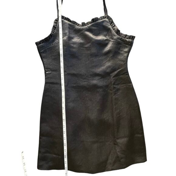 Satin Black Mini Slip Dress Ruffles Cocktail Party Date Night Y2K Size Small - Picture 5 of 9